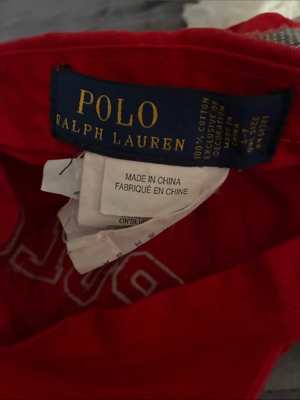 Polo by Ralph Lauren Bright Red Kids Polo Baseball Hat with Navy Lettering
